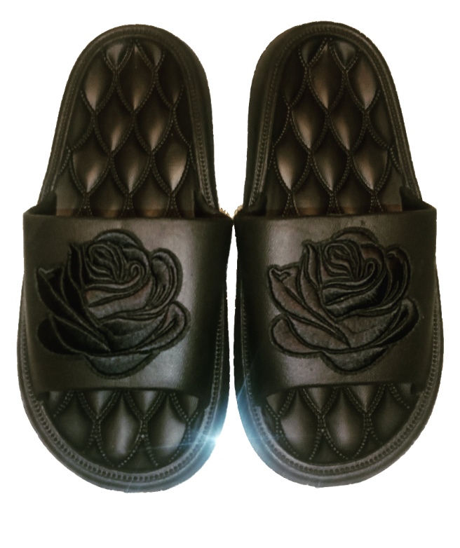 Black Slides with Rose