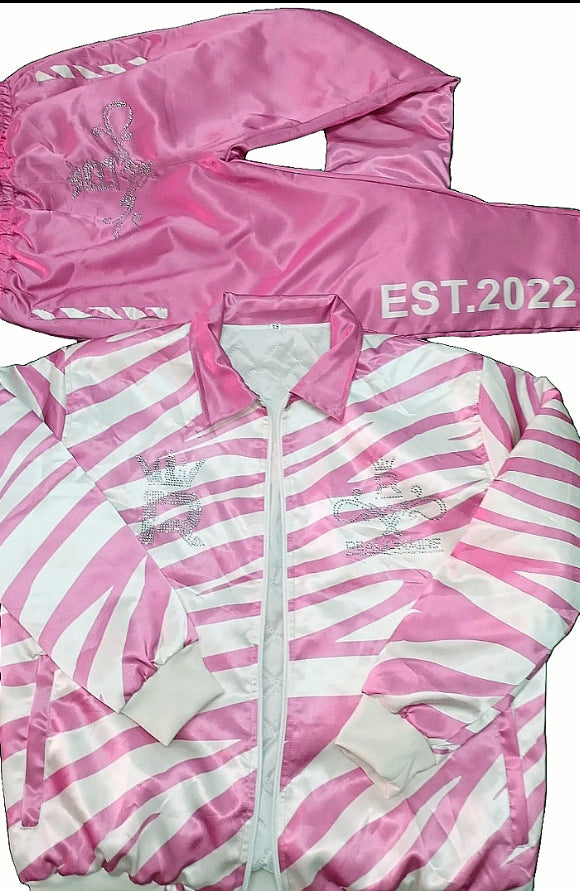 Satin Zebra Print Unisex Track Jacket & Pants