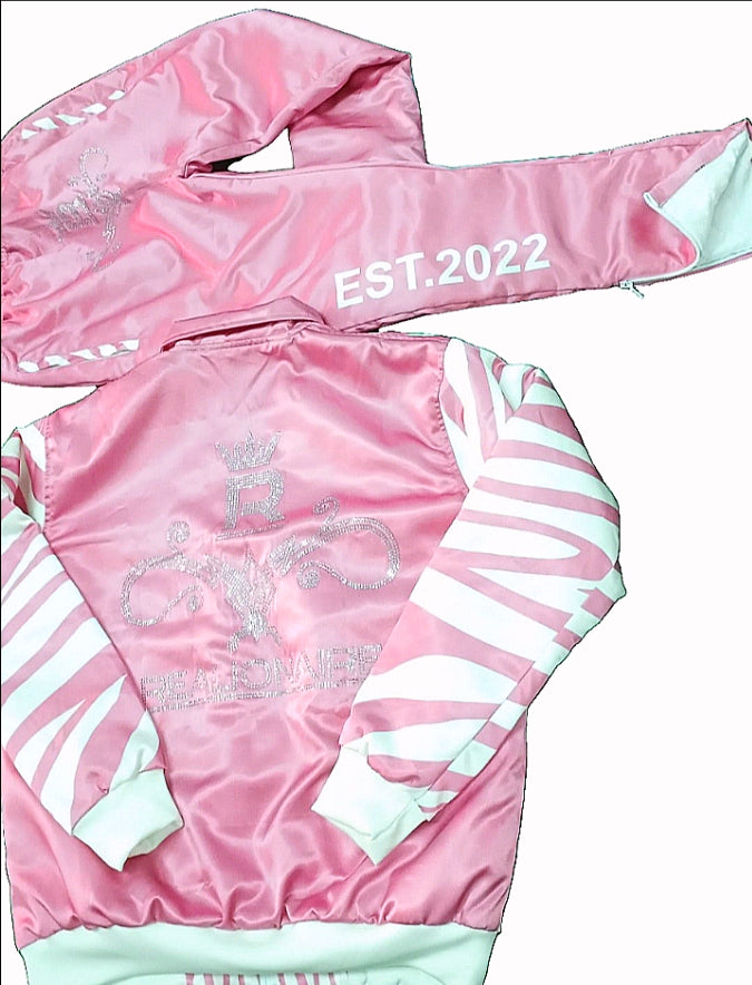 Satin Zebra Print Unisex Track Jacket & Pants