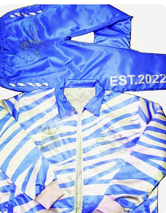 Satin Zebra Print Unisex Track Jacket & Pants