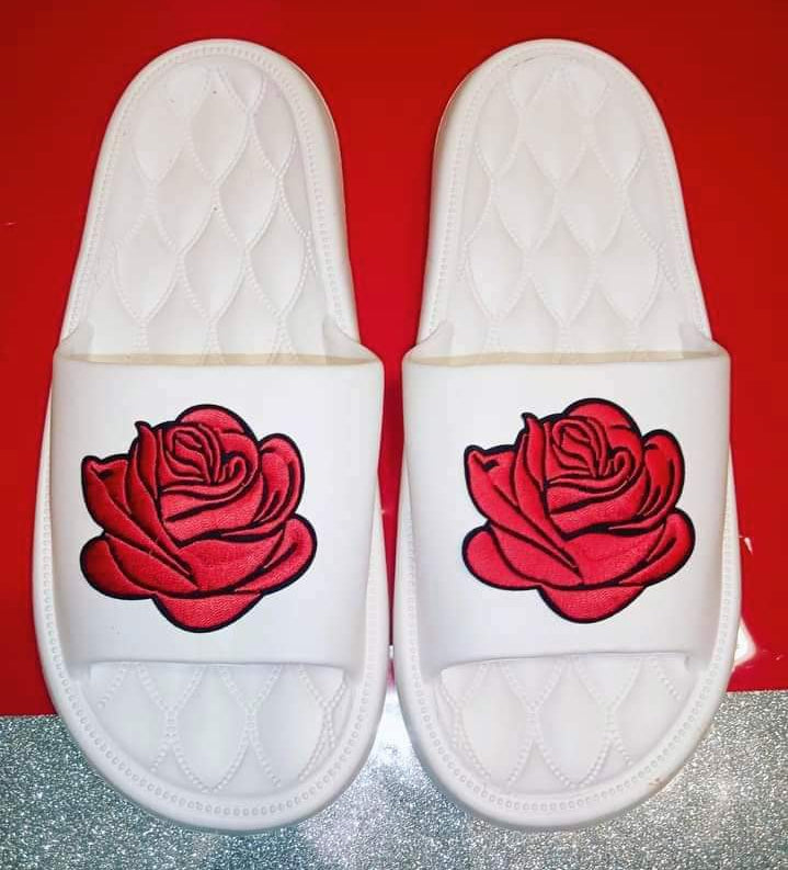 White Slides with Rose