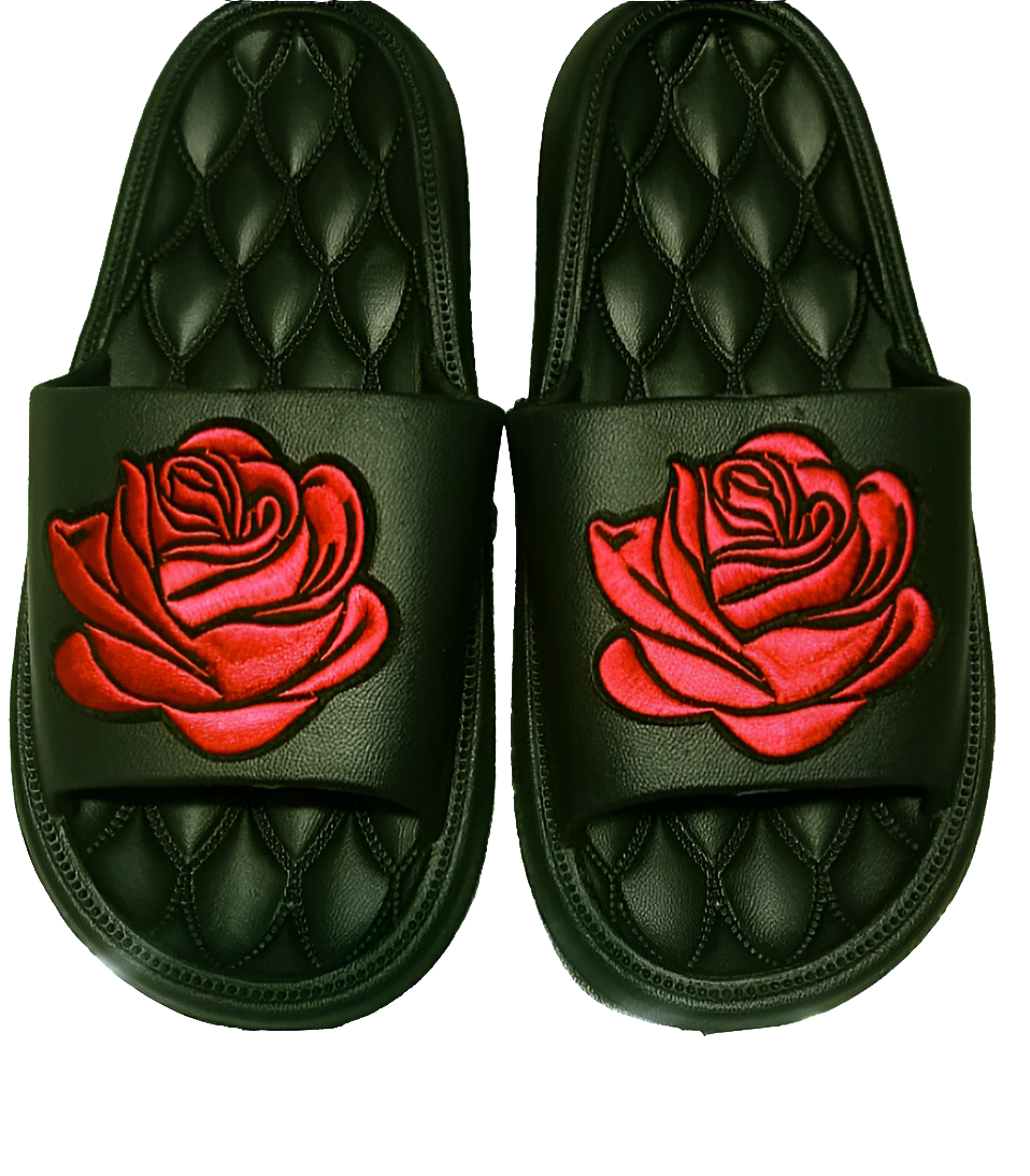 Black Slides with Rose