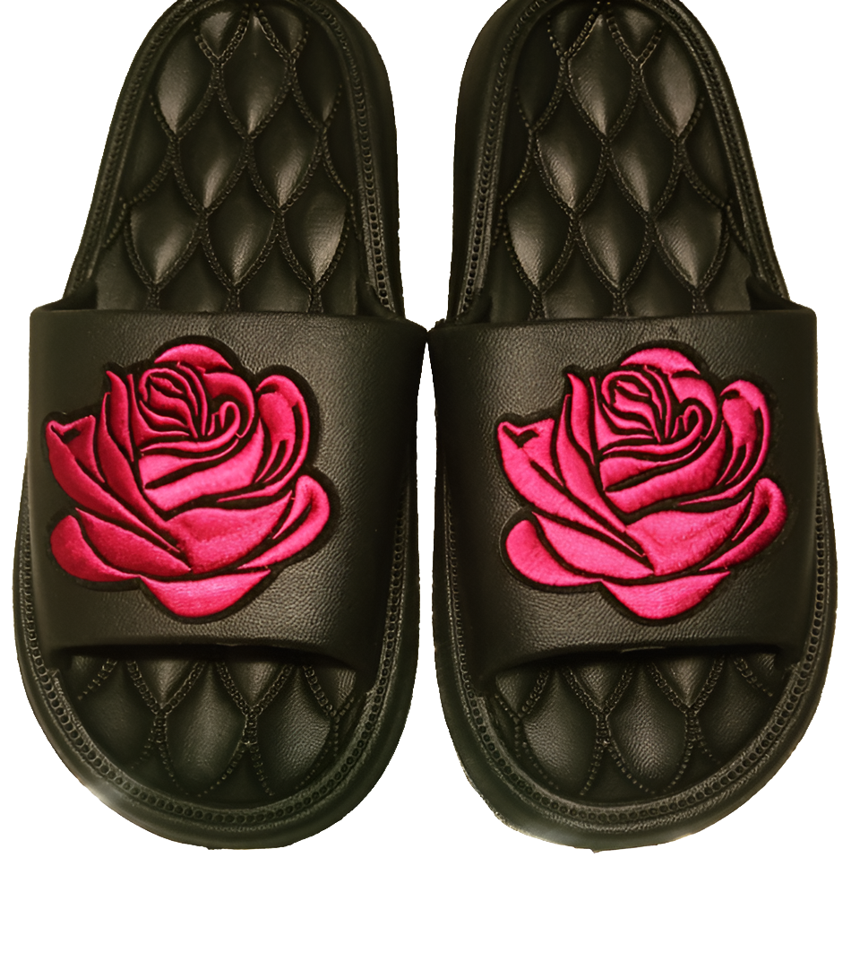 Black Slides with Rose