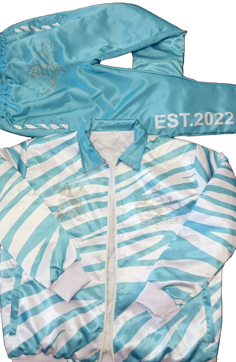 Satin Zebra Print Unisex Track Jacket & Pants