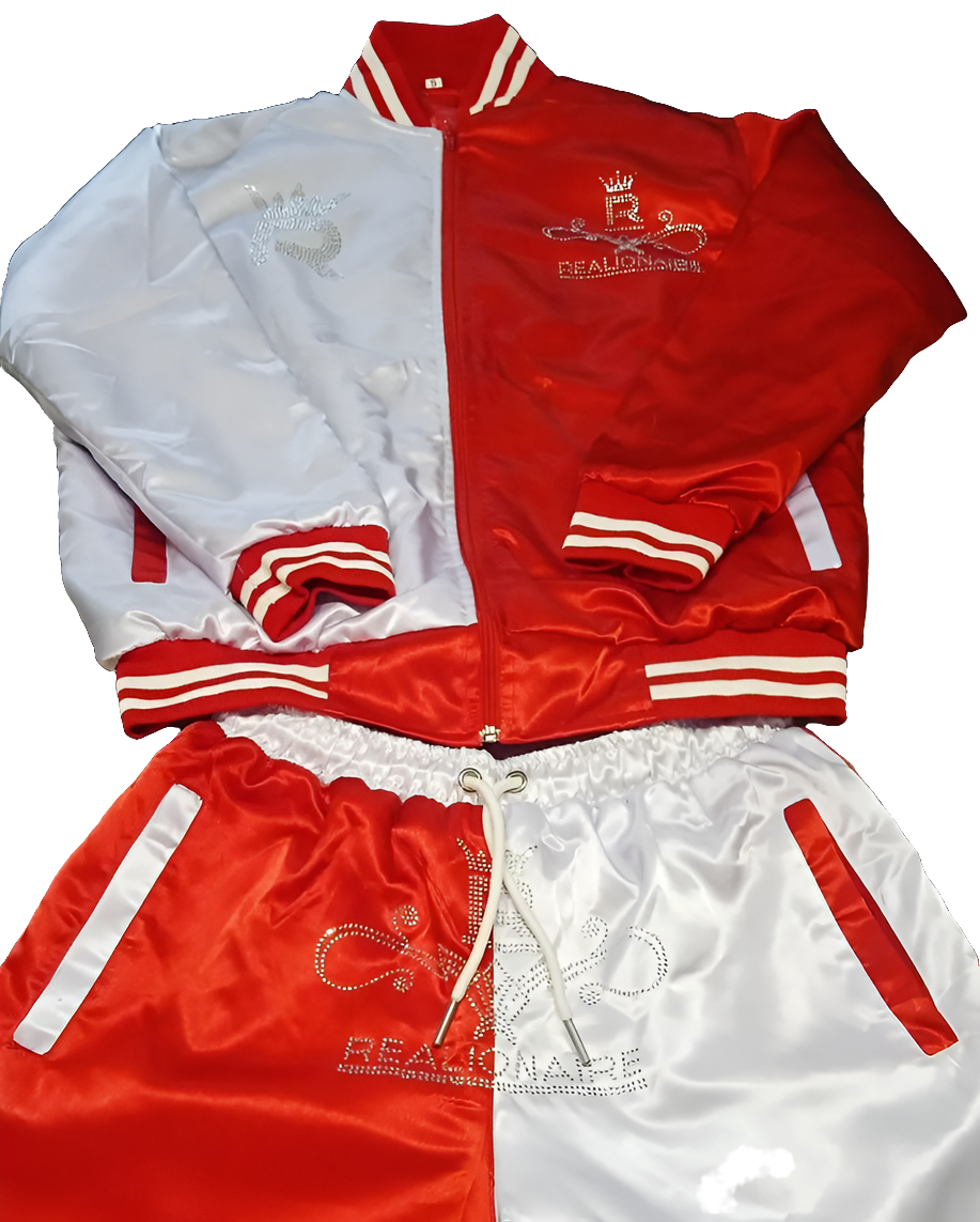 Satin 2-Tone Color Unisex Reversible Bomber Jacket & Shorts