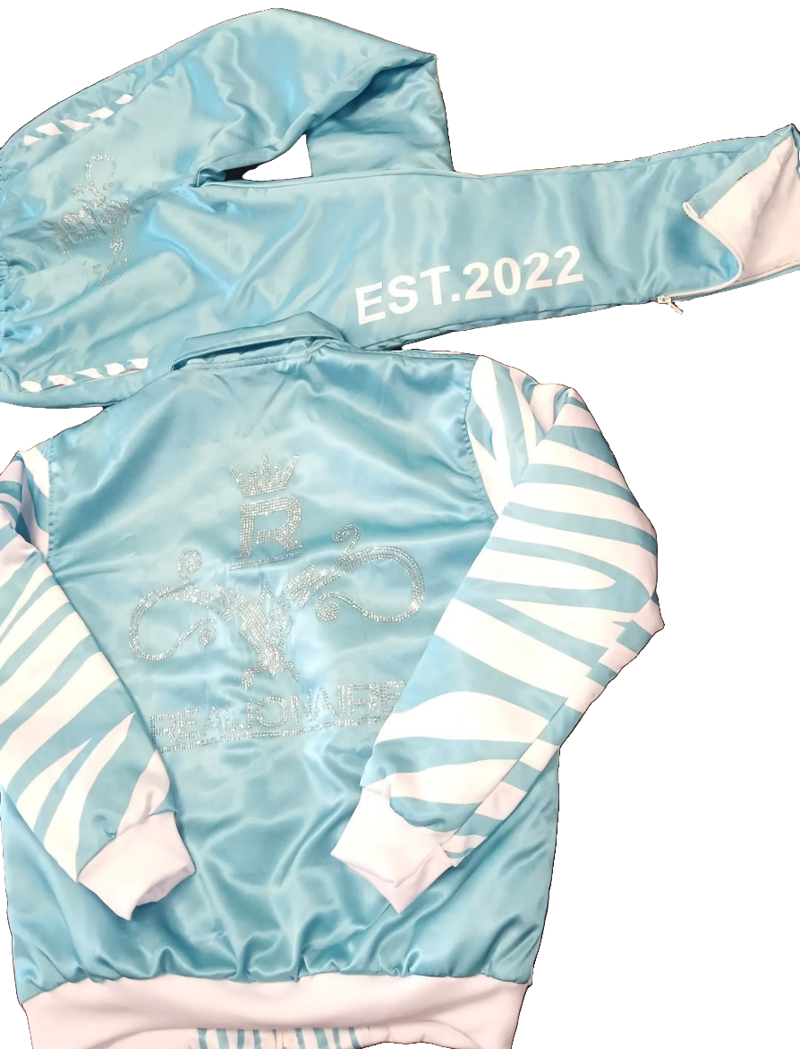 Satin Zebra Print Unisex Track Jacket & Pants