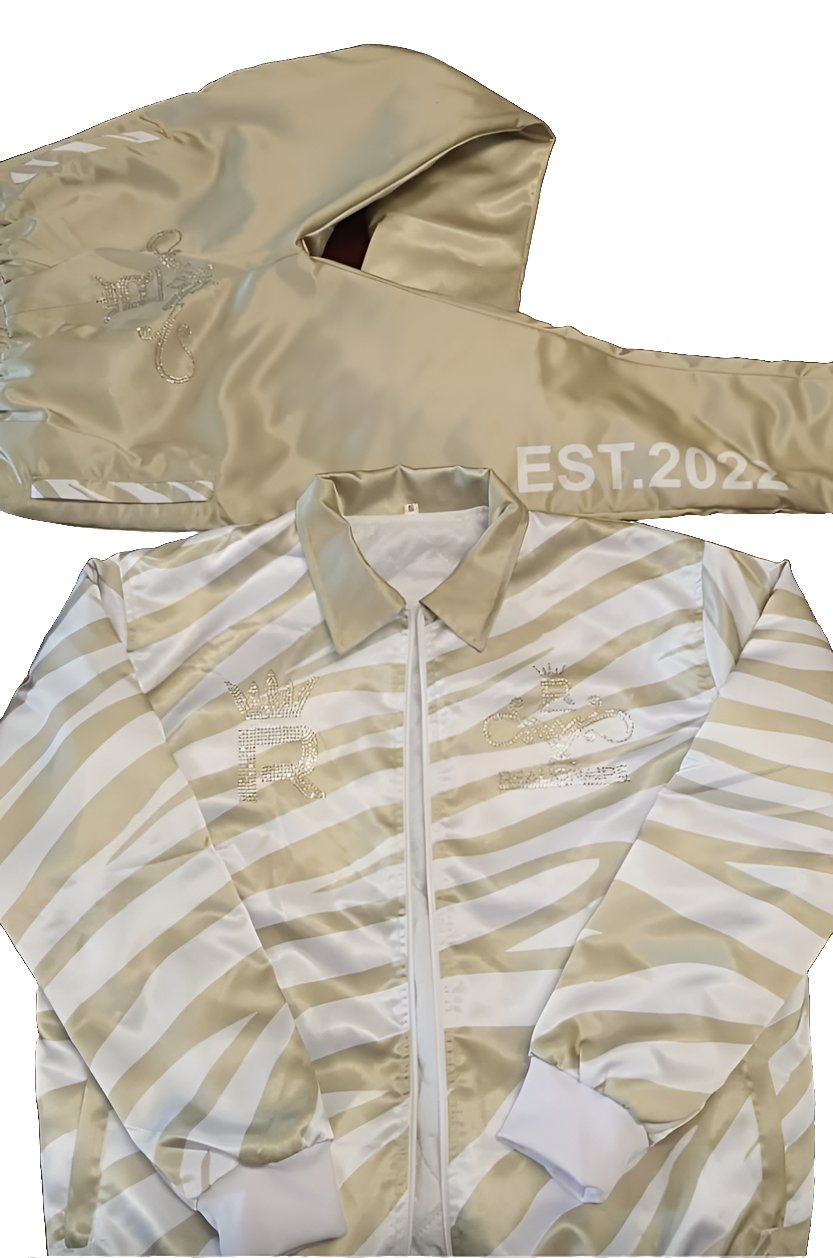 Satin Zebra Print Unisex Track Jacket & Pants