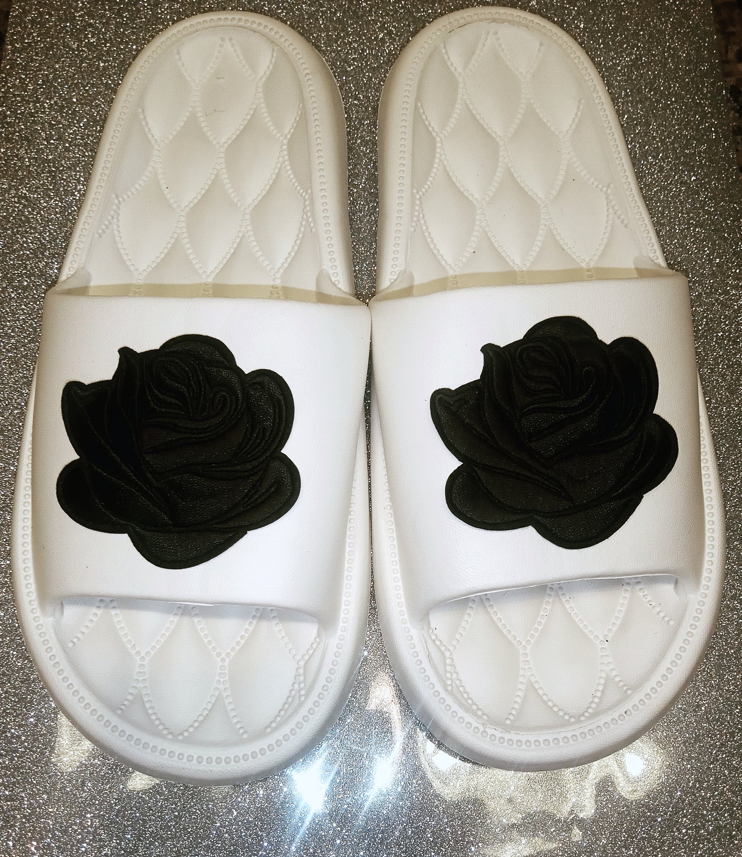 White Slides with Rose