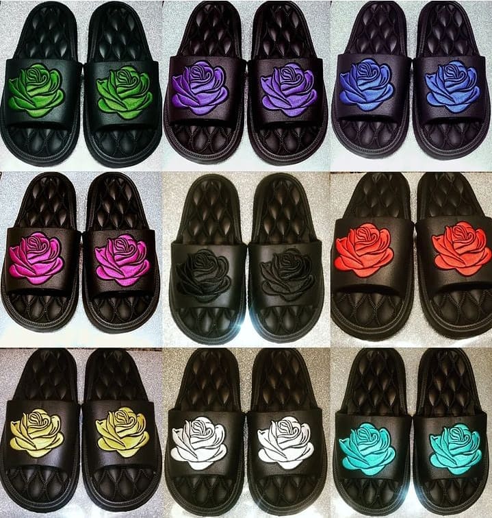 Black Slides with Rose