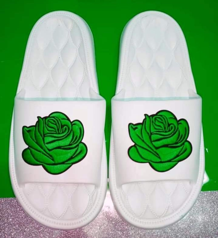 White Slides with Rose