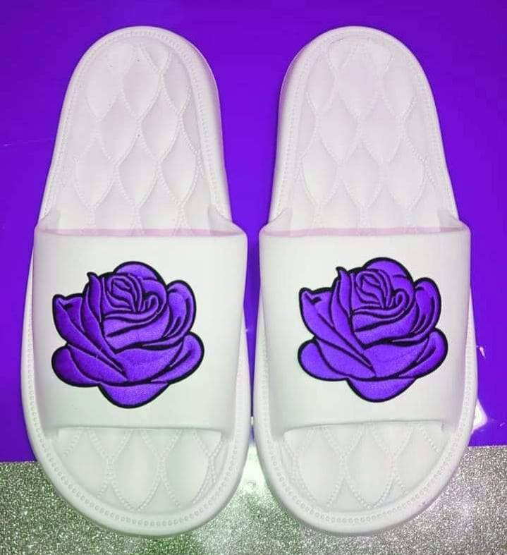 White Slides with Rose