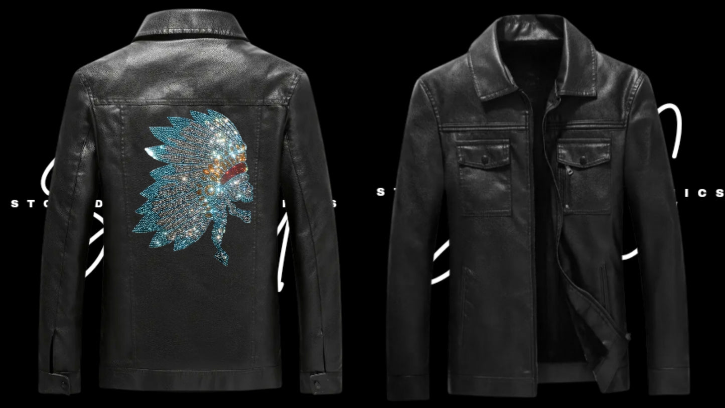 Rhinestone Faux Leather Jackets