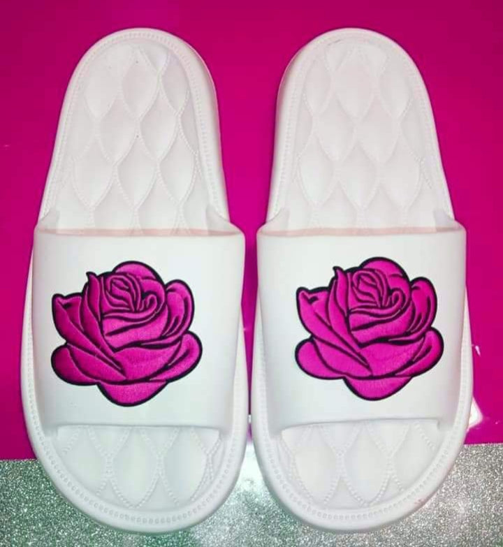 White Slides with Rose