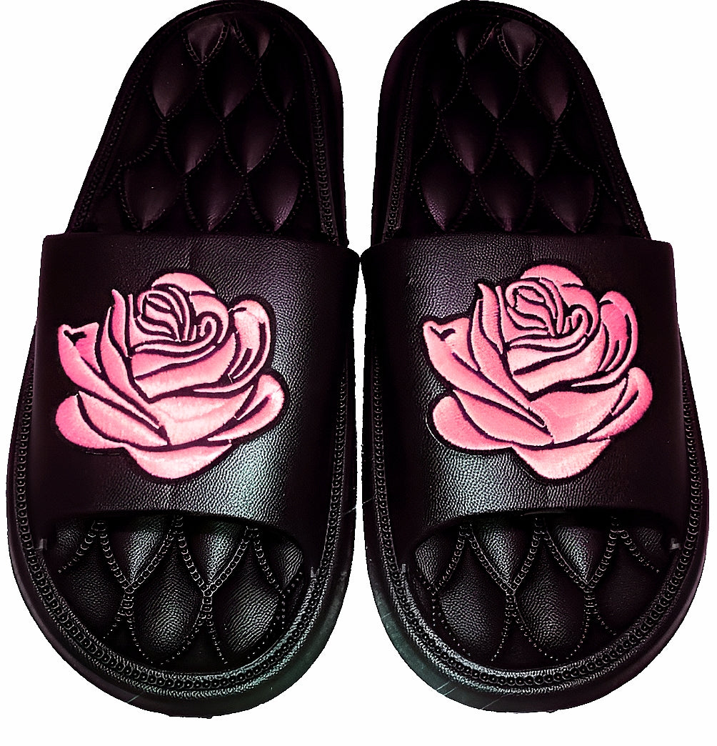 Black Slides with Rose