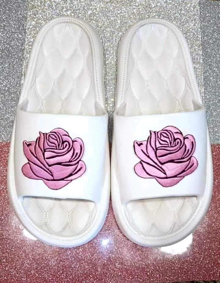 White Slides with Rose