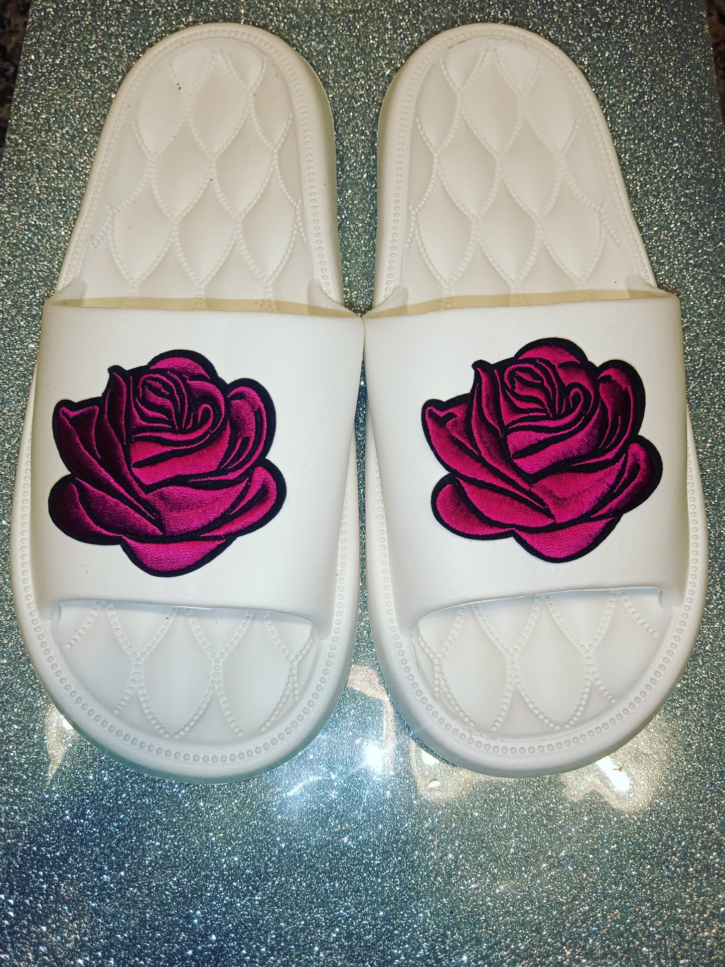 White Slides with Rose