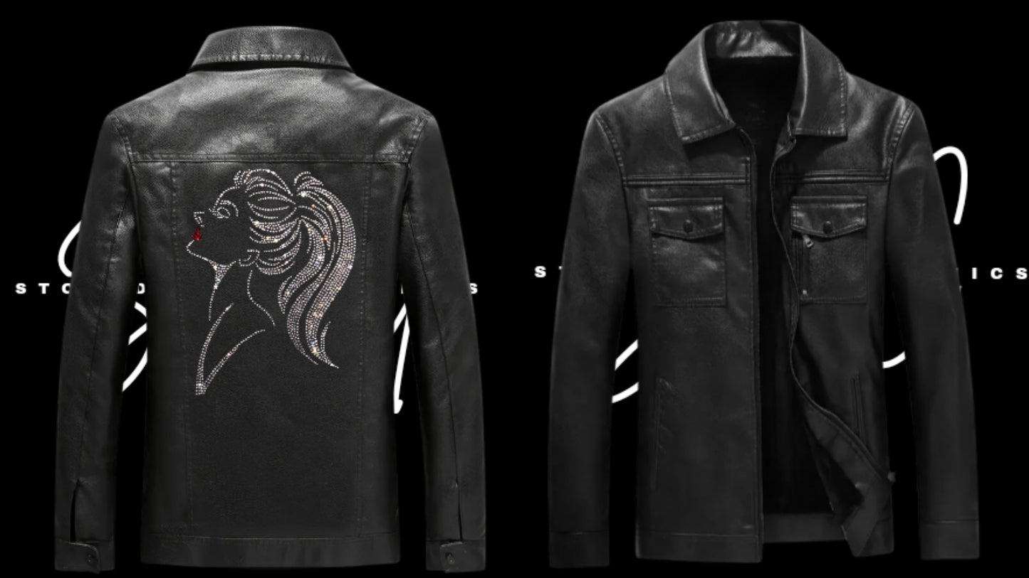 Rhinestone Faux Leather Jackets